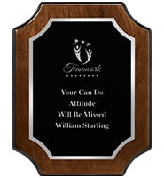 Walnut Finish Silver Border Scallop Plaque