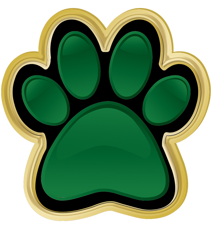 Green Paw Print Insert Pin