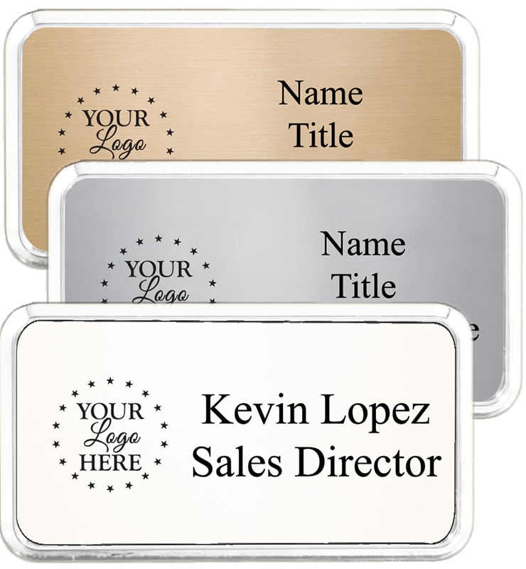 Large Rounded Silver Frame Badge