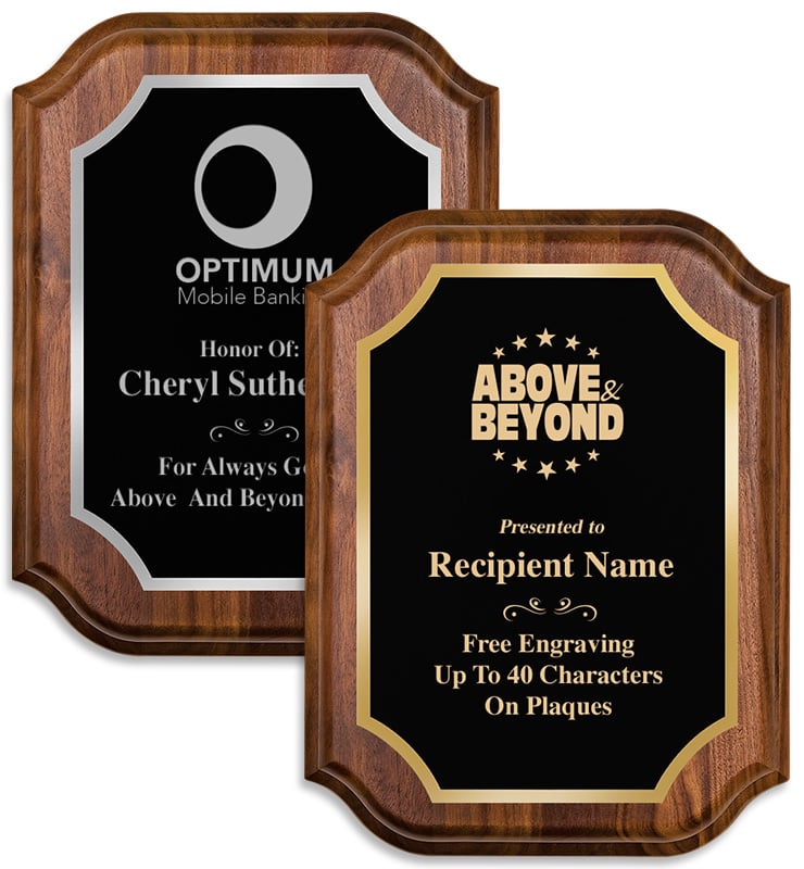 Walnut Lifetime Plaques With Gold Or Silver Trim