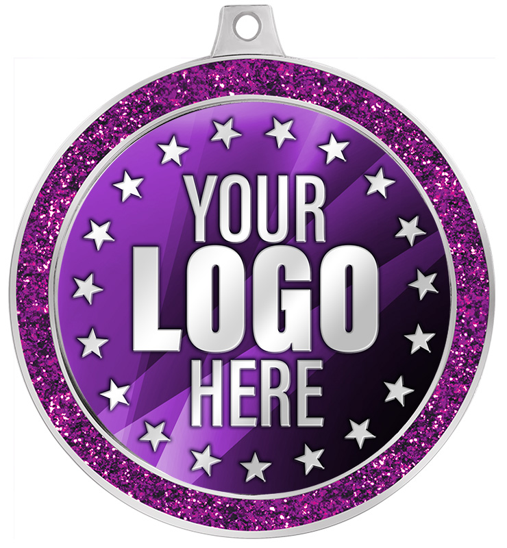 2 1/2" Purple Glitter Insert Medal