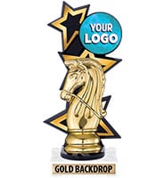 Three Star Backdrop Gold Custom Insert Trophy