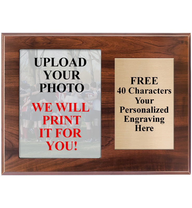 Upload Your Photo Horizontal Walnut Team Photo Plaque