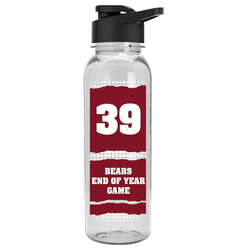 Clear School Spirit Water Bottle 24oz - Maroon White