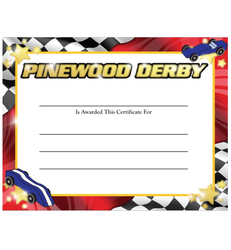 Pinewood Derby Foil Certificate