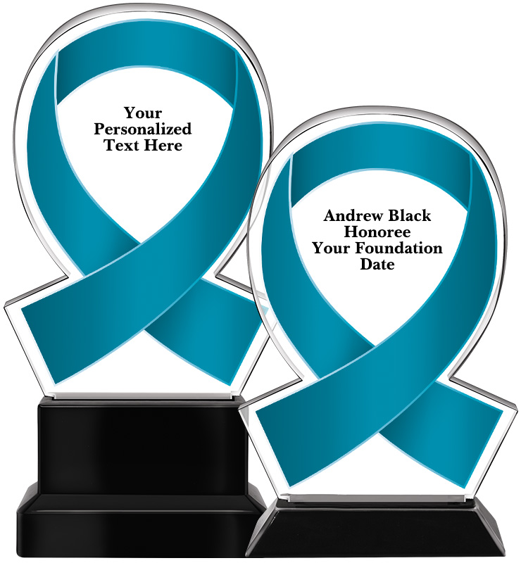 Acrylic Teal Awareness Ribbon