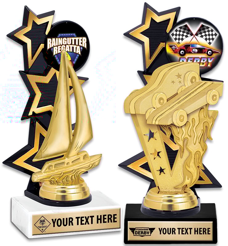 7 1/2" Three Star Backdrop Gold Scouts™ Trophy