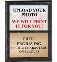 Upload Your Photo Black Marbleized Vertical Plaque