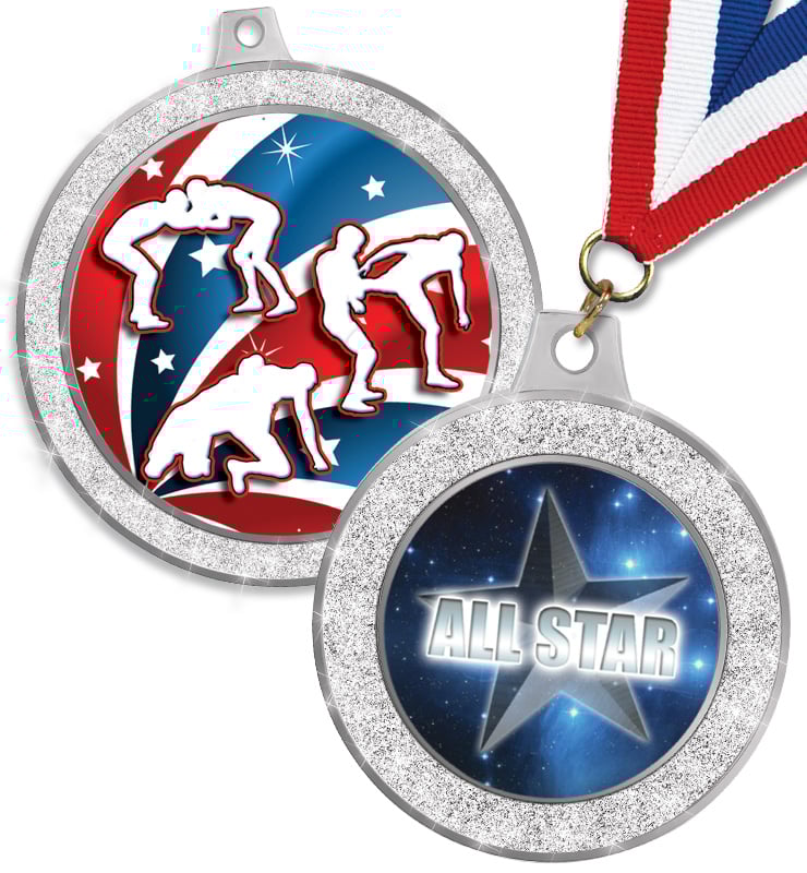 Silver Glitter Insert Medals