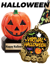 6 Personalized Orange Pumpkin Halloween Trophy On Black Base Crown Awards Halloween Trophies with Custom Engraving 