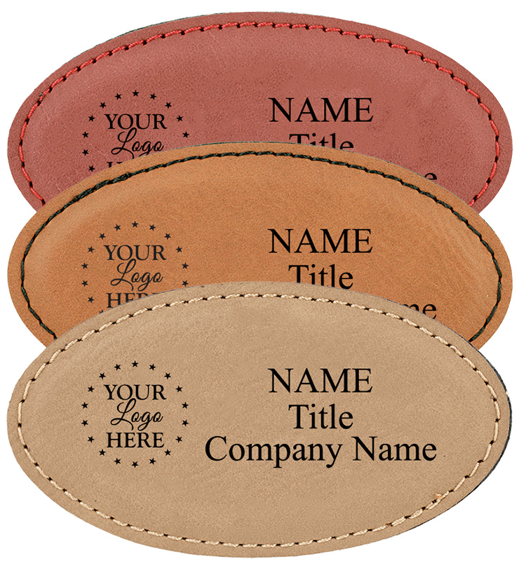 Large Oval Leatherette Badge