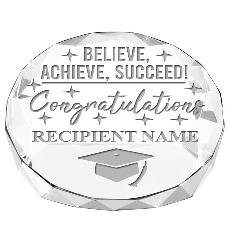 Graduation Crystal Facet Paperweight