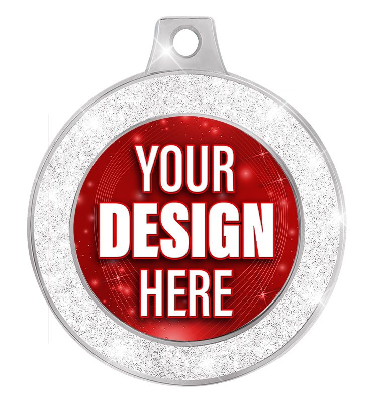 1 1/2" Silver Glitter Insert Medal