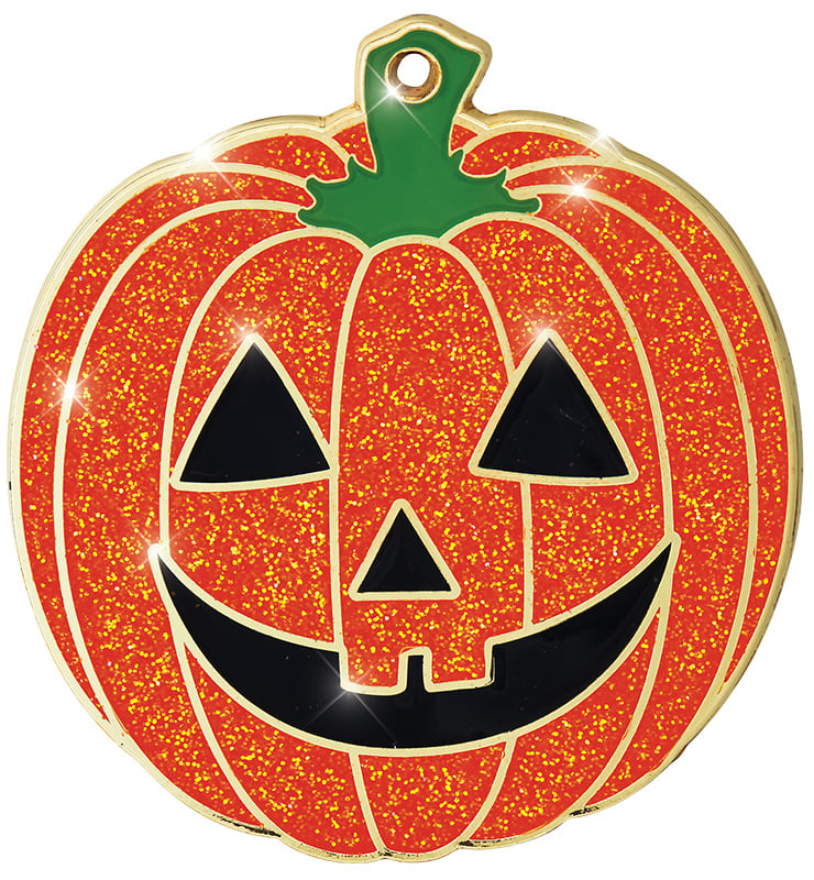 2 1/4" Pumpkin Glitter Medal