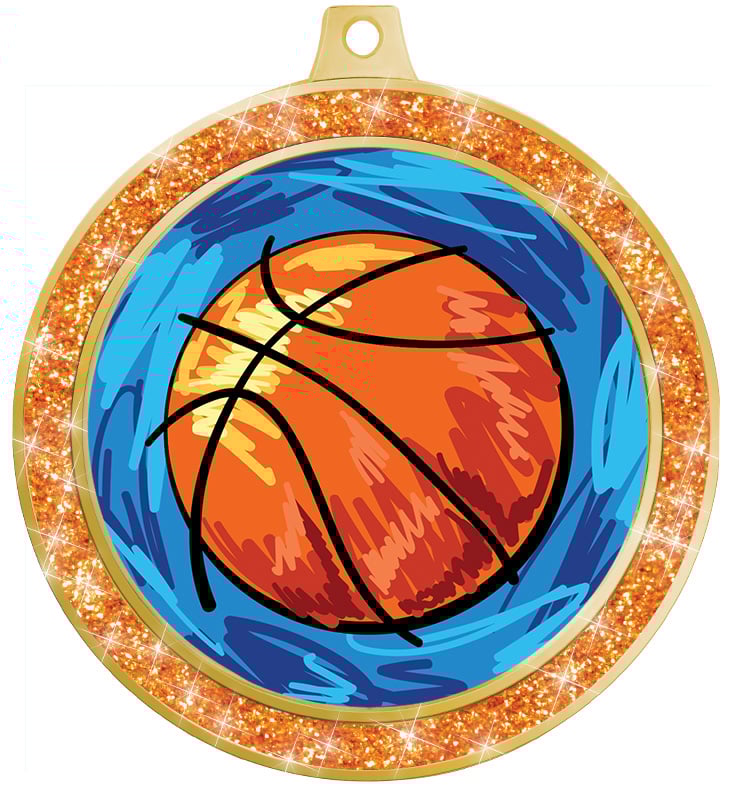 2 1/2" Orange Glitter Insert Medal