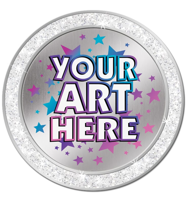 1 3/10" Printz Silver Glitter Insert Pin