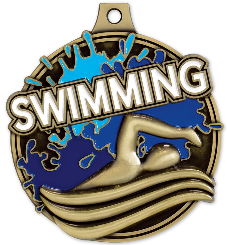 2" Swimming Splash Medals