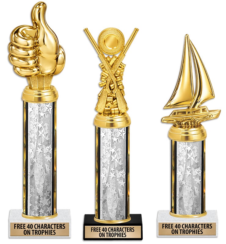 Silver/Gold Stars Classic Column Trophies