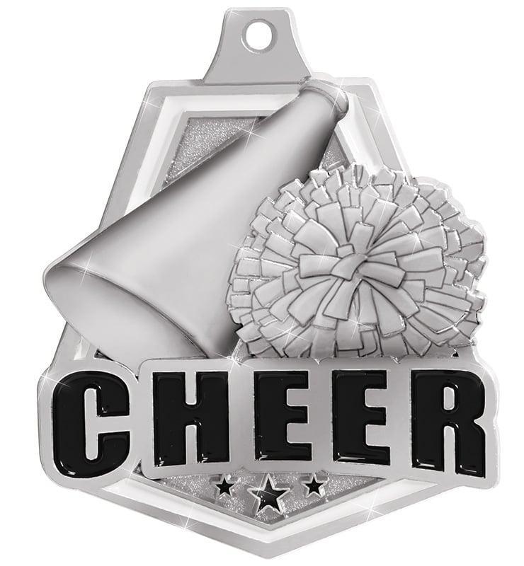 2" Silver Cheer Shiny Captain Medal