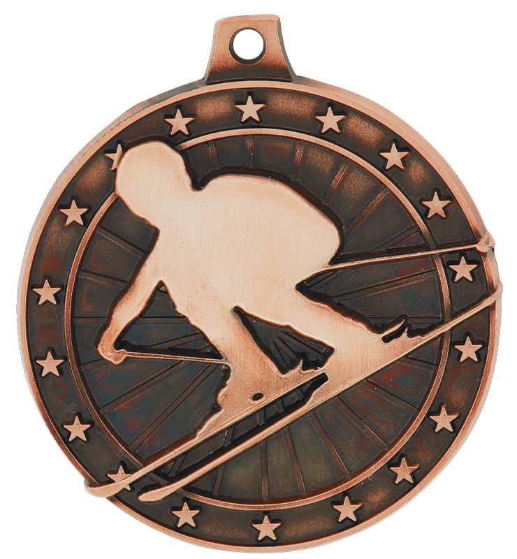 2" All Star Bronze Skiing Medal