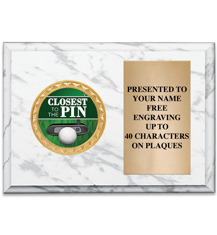 White Marbleized Golf Horizontal Insert Plaque