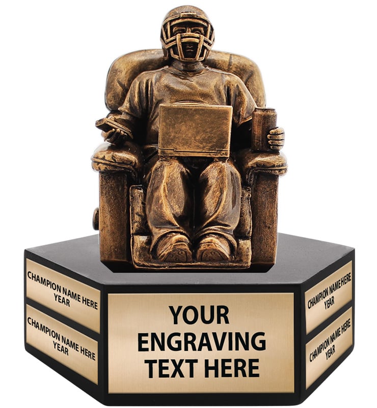 Fantasy Football Armchair Quarterback Hexagon Base Perpetual Trophy