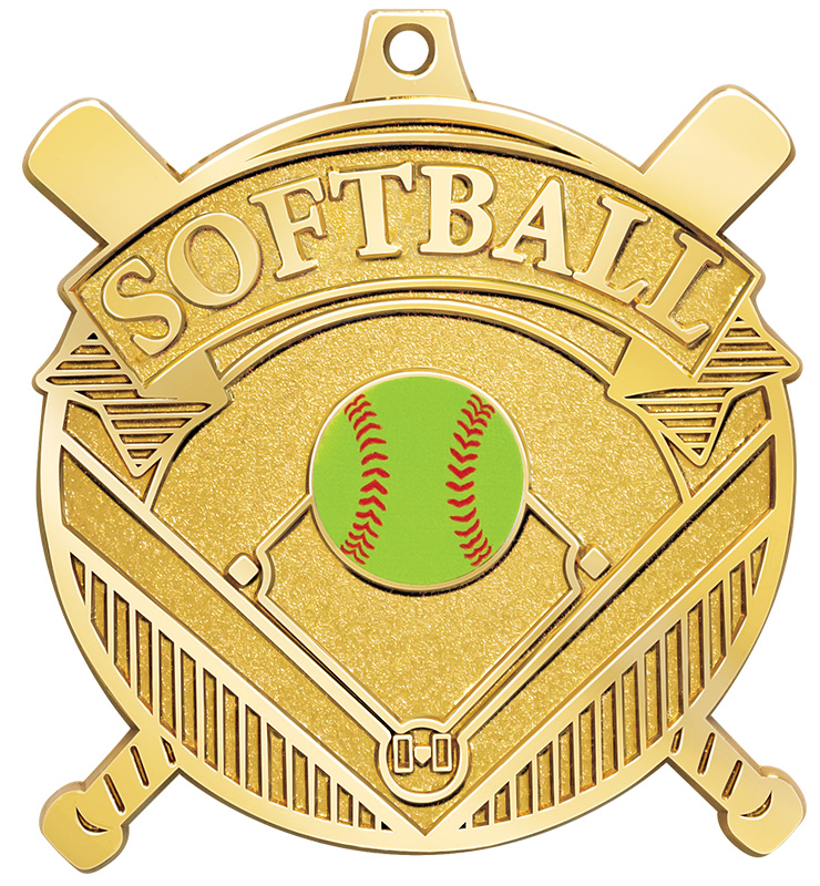 2 1/4" Gilded Softball Medals