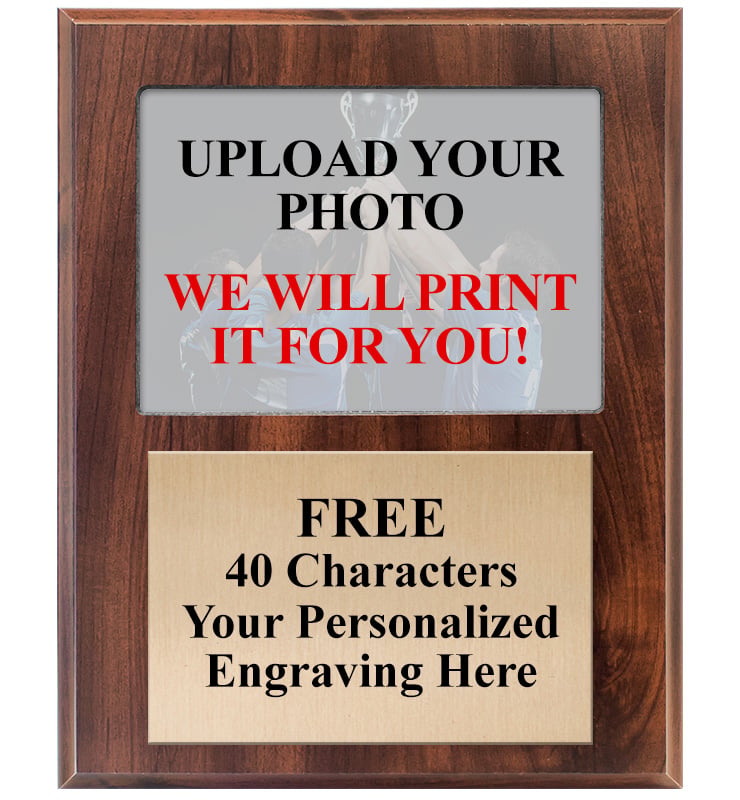 Upload Your Photo Vertical Walnut Team Photo Plaques