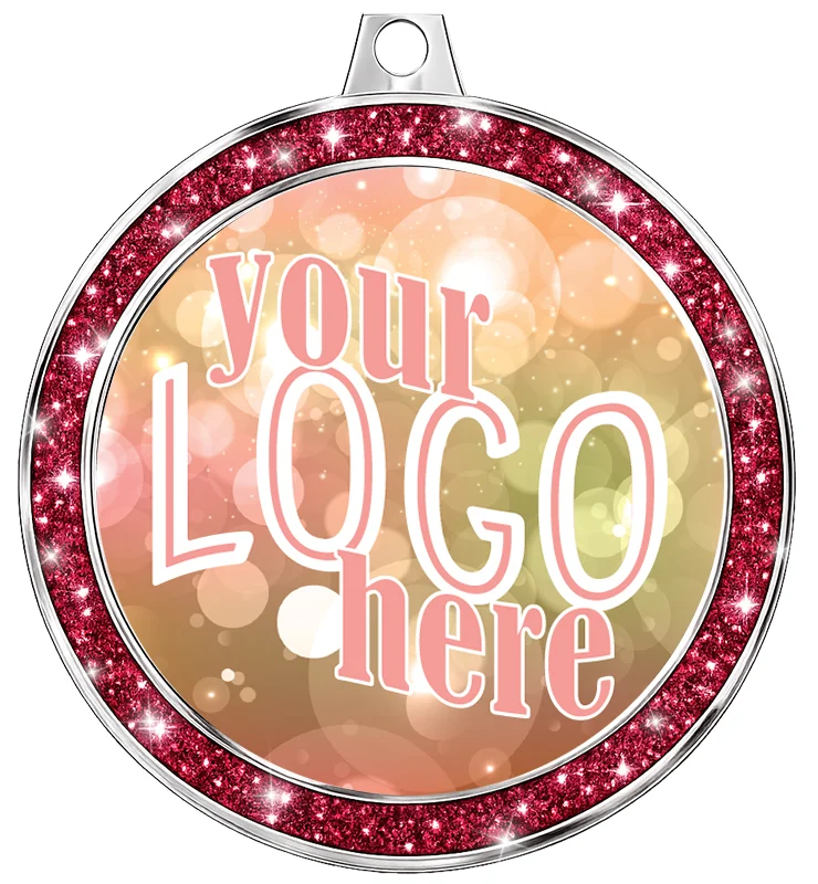 2 1/2" Ruby Glitter Insert Medal