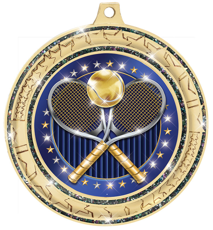 2 &Acirc;&frac34;&acirc;&euro; Black Star Trail Glitter Insert Medal