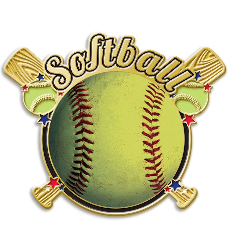 1.3" Crossed Bats Insert Softball Pin