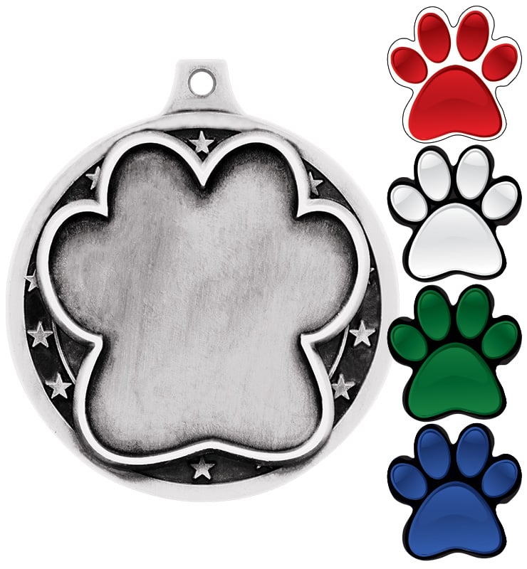 2" Silver and Bronze Paw Print Insert Medal