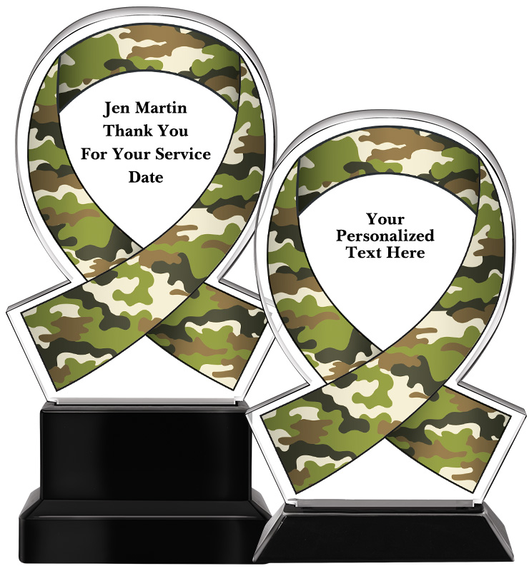 Acrylic Camouflage Awareness Ribbon