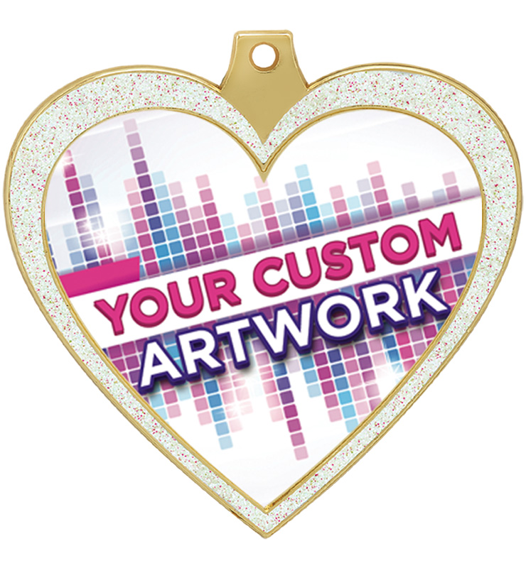 2 1/2" Heart Glitter Insert Medal