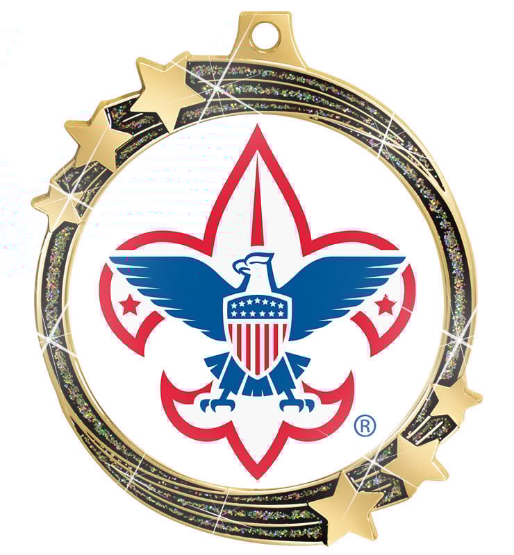 2 1/2" Black Glitter Shooting Star Medal