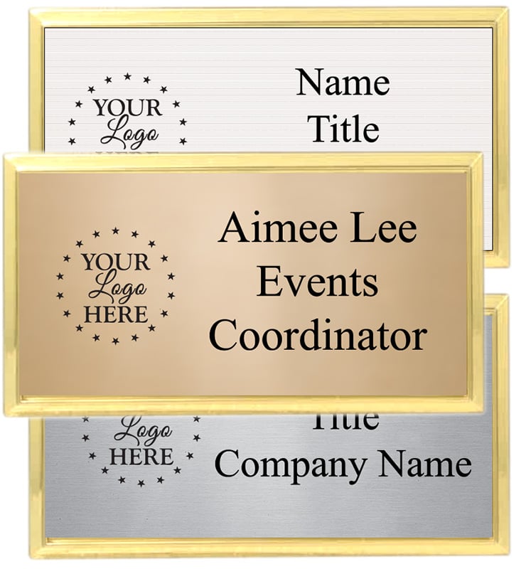 Large Rectangle Gold Frame Badge