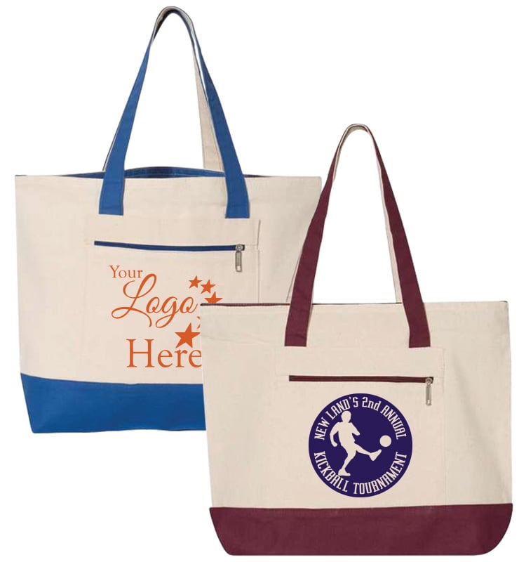 Cotton Canvas Zippered Tote Bag