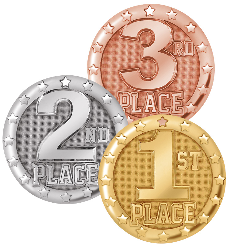 2" 1st, 2nd, 3rd Place Blaze Medals