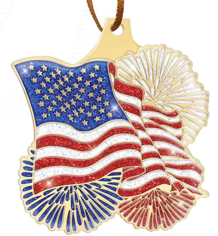 2" Flag Glitter Ornament