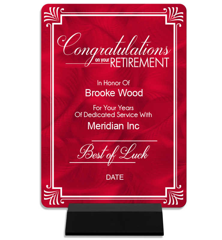 Retirement Metal Plaque On Stand