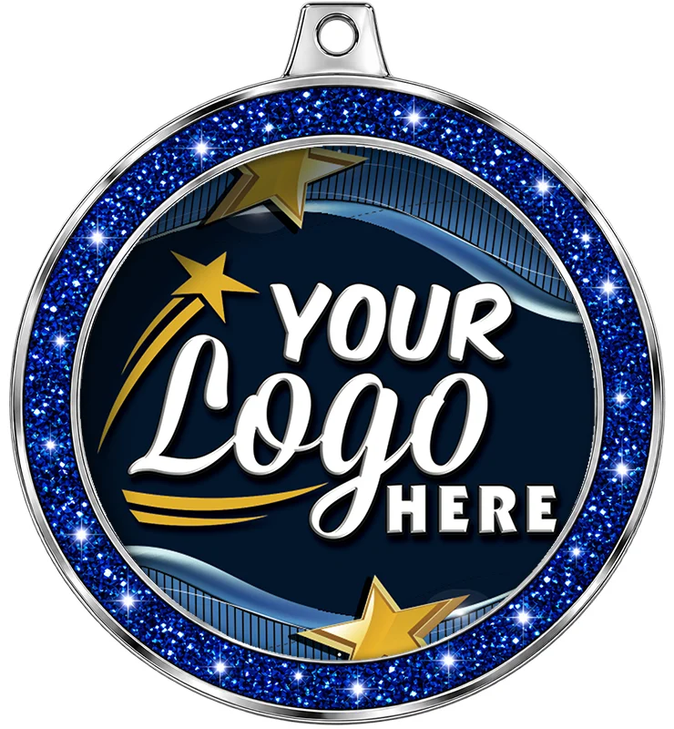 2 1/2" Blue Glitter Insert Medal
