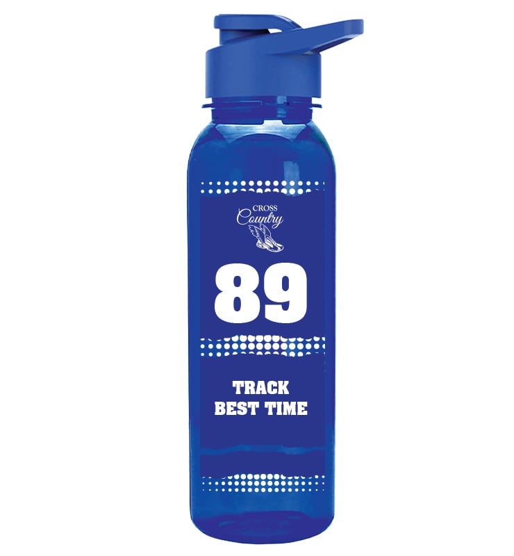 Blue School Spirit Water Bottle 24oz - Blue White