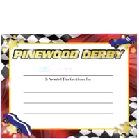 Pinewood Derby Foil Certificate