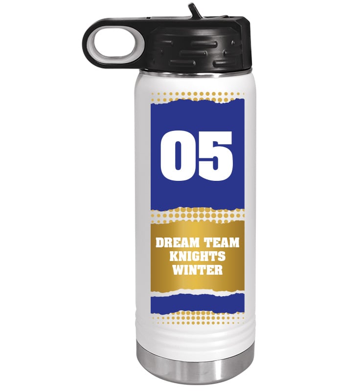 White School Spirit Water Bottle 20oz - Blue Gold
