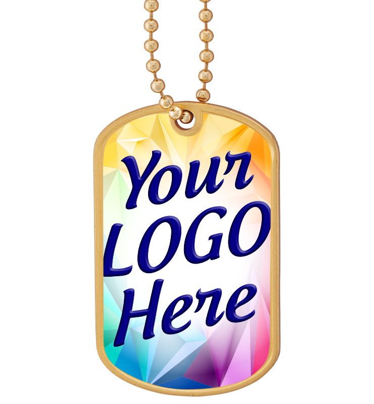 Custom Insert Gold Dog Tag With 30" Neck Chain