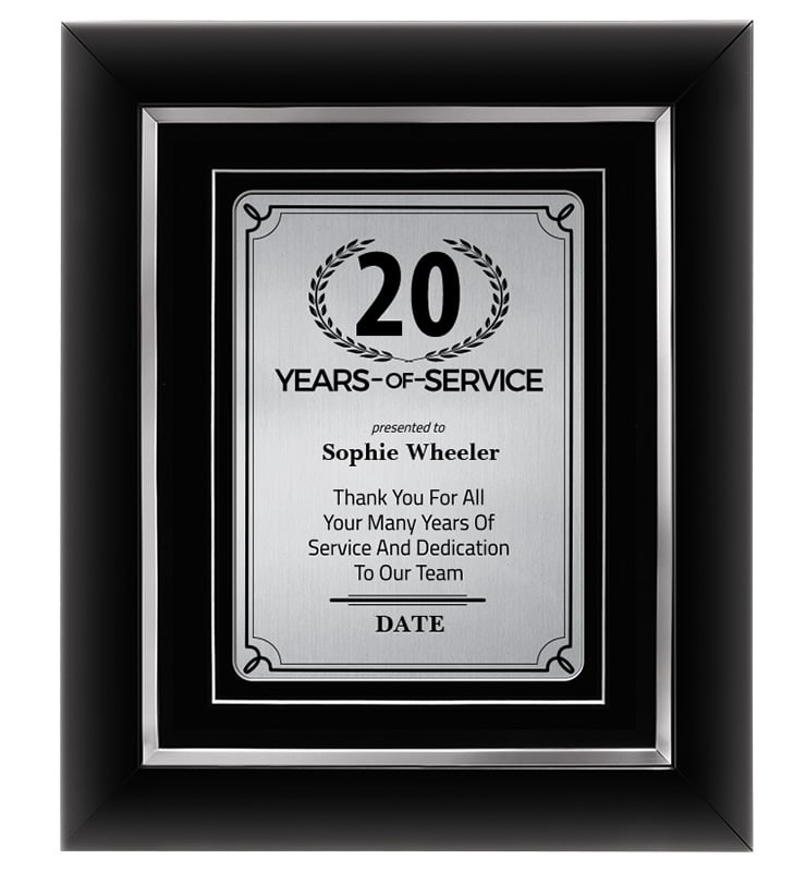 Years Of Service Silver Decor Frame Plaque
