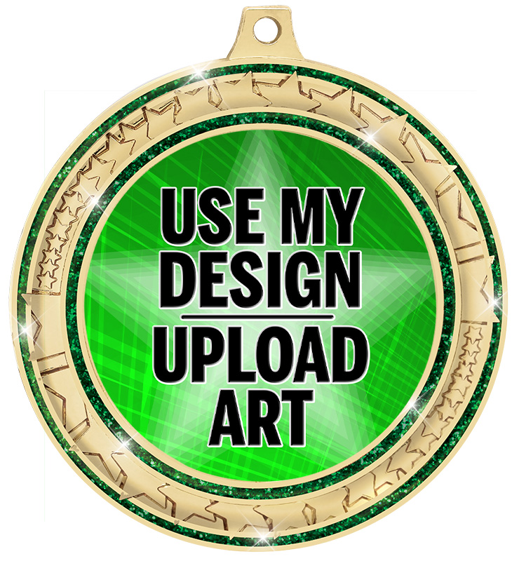 2 Â¾â€  Green Star Trail Insert Medal