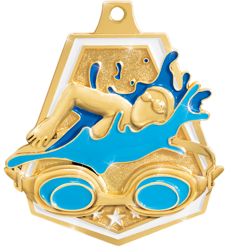 2" Swim Shiny Captain Medals
