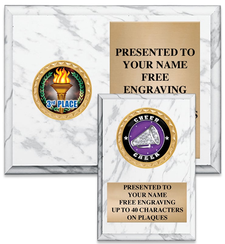 White Marbleized Insert Plaques