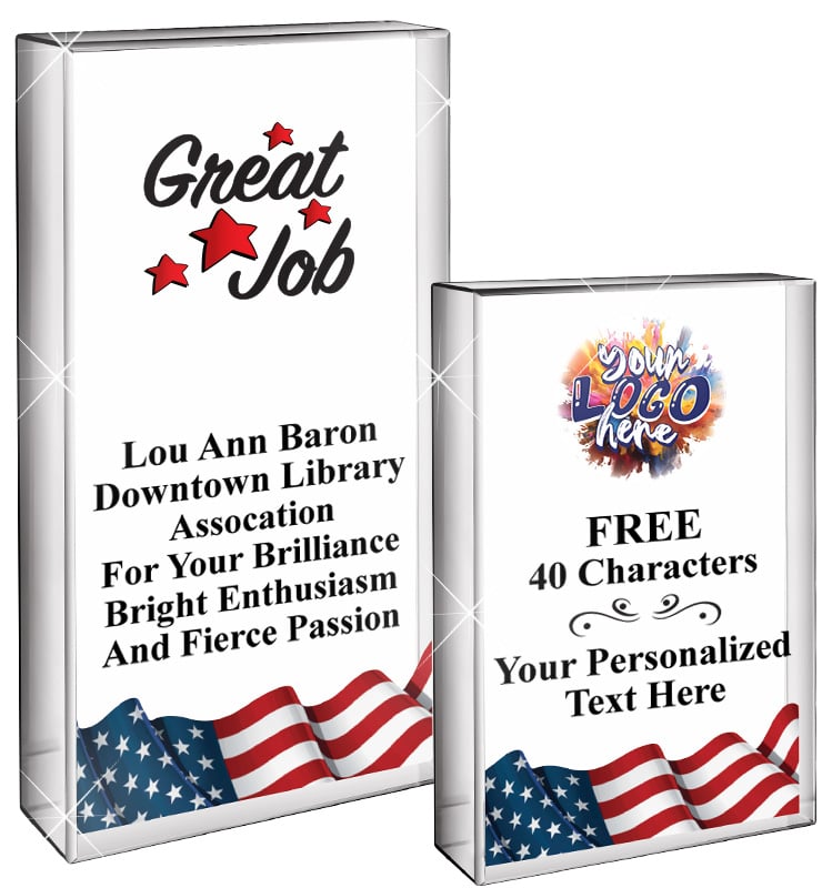 American Flag Vertical Display Crystals